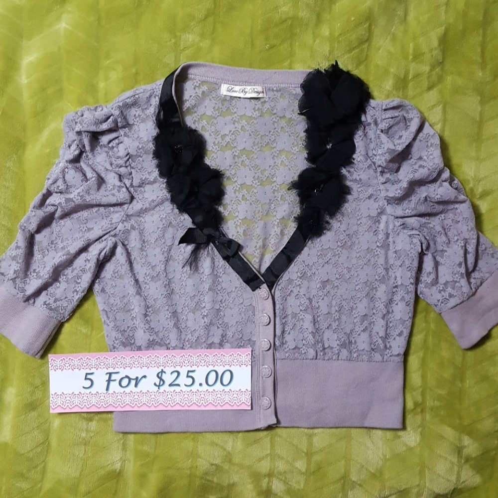5/$25! Grey with Black Embellishment